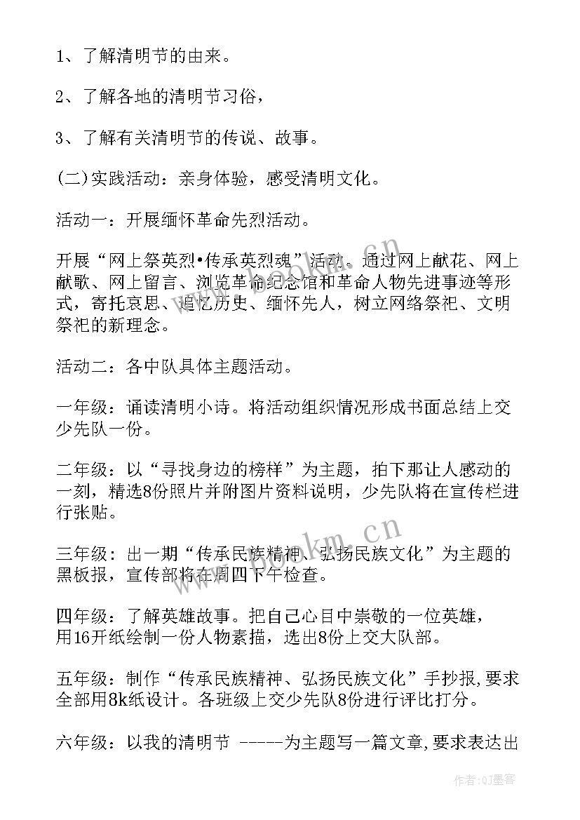 小学党支部清明活动方案 小学清明节活动方案(精选10篇)