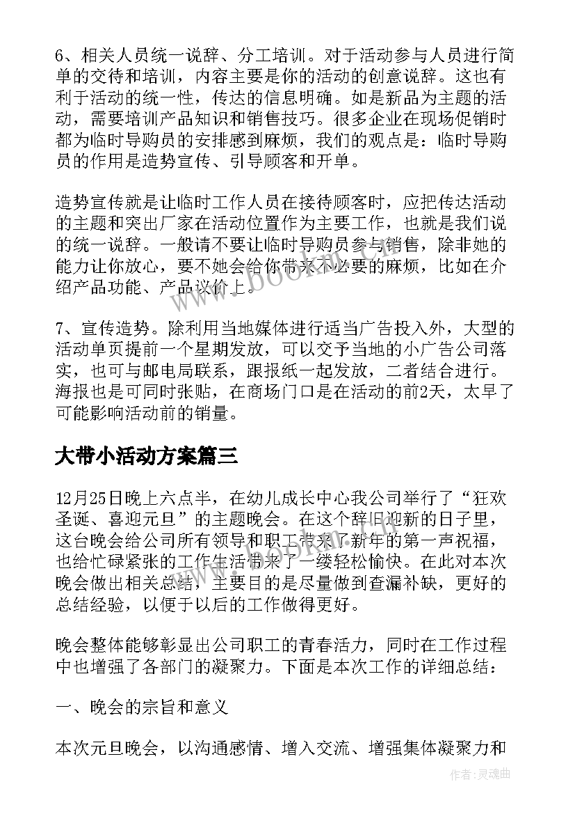 大带小活动方案(实用5篇)