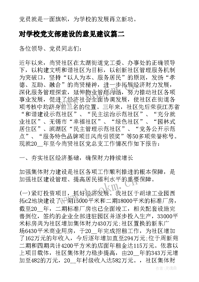 对学校党支部建设的意见建议 党支部建设工作报告总结(通用5篇)