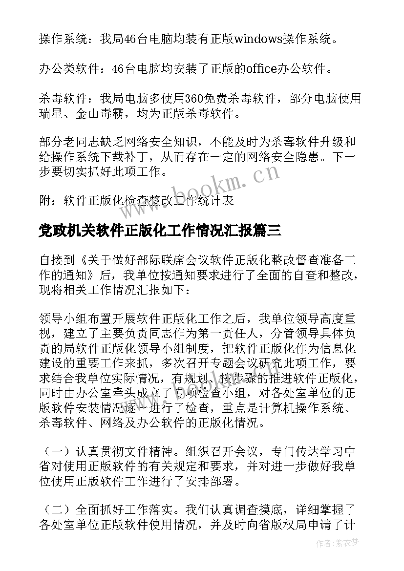 最新党政机关软件正版化工作情况汇报 软件正版化自查报告(模板5篇)