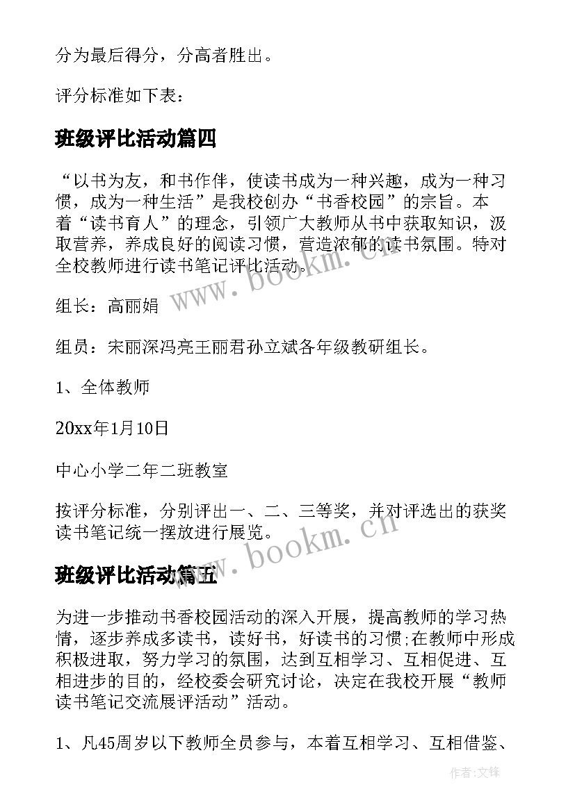 最新班级评比活动 线上评比活动方案(汇总8篇)