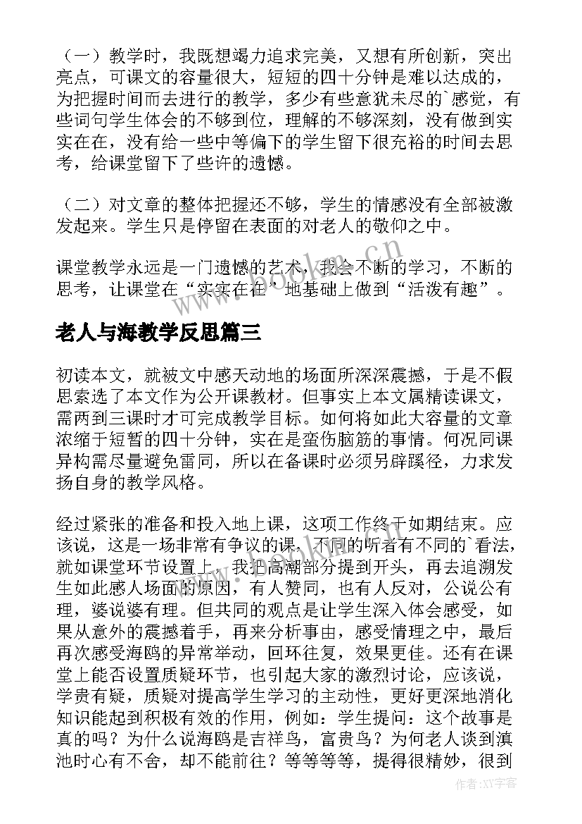 2023年老人与海教学反思(优质6篇)