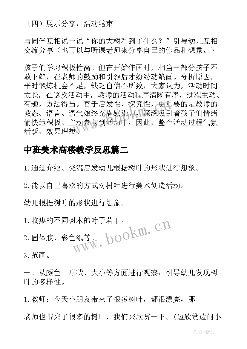 最新中班美术高楼教学反思 中班美术教学反思(优秀6篇)