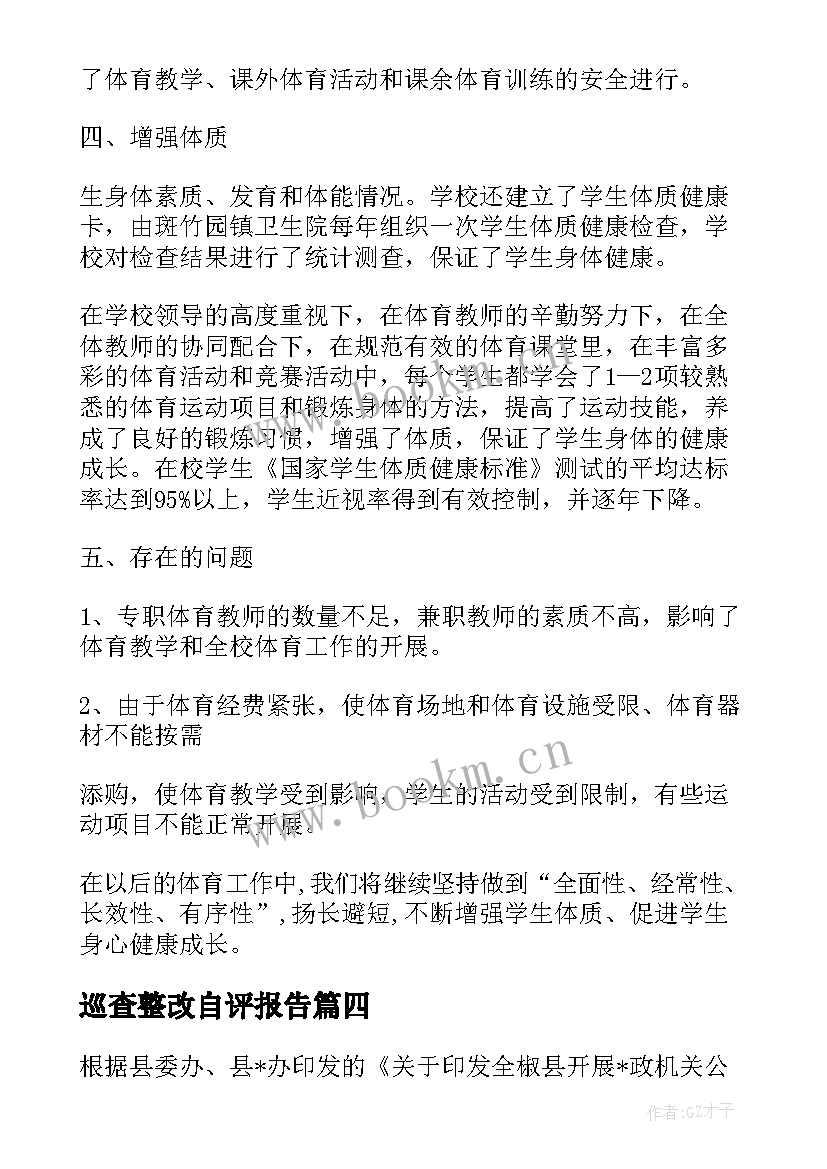 最新巡查整改自评报告(精选5篇)