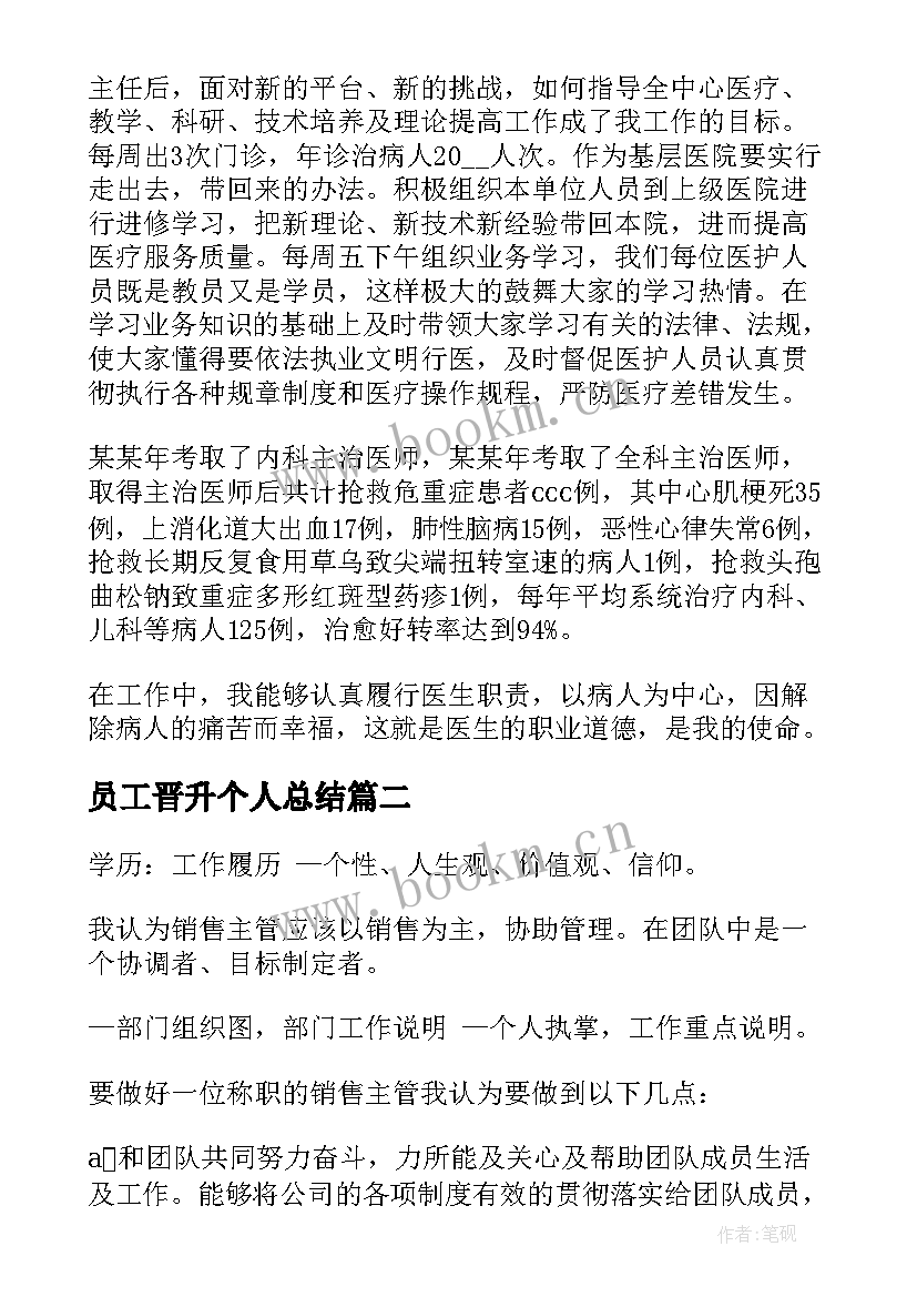 2023年员工晋升个人总结(精选5篇)