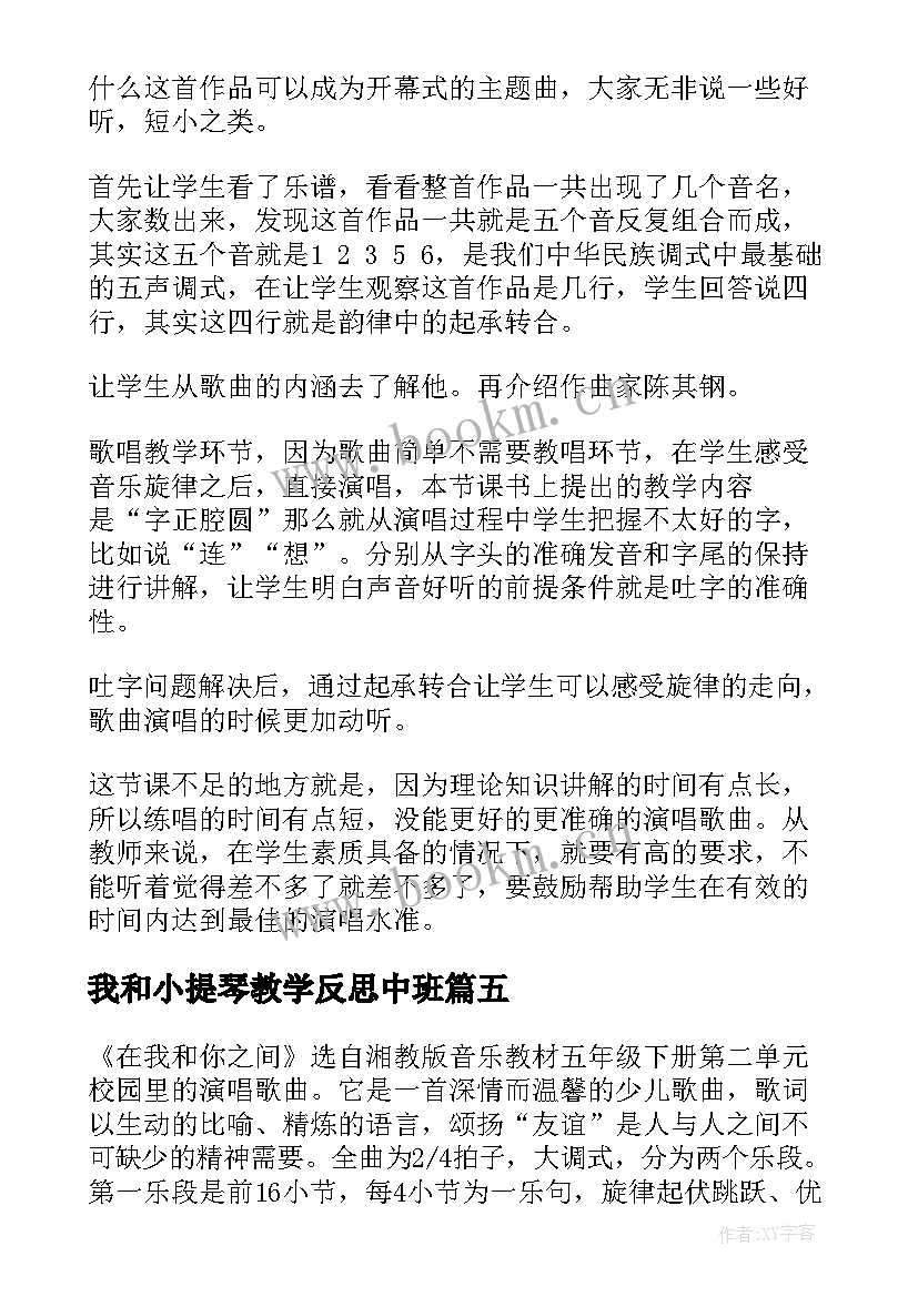 我和小提琴教学反思中班(精选5篇)