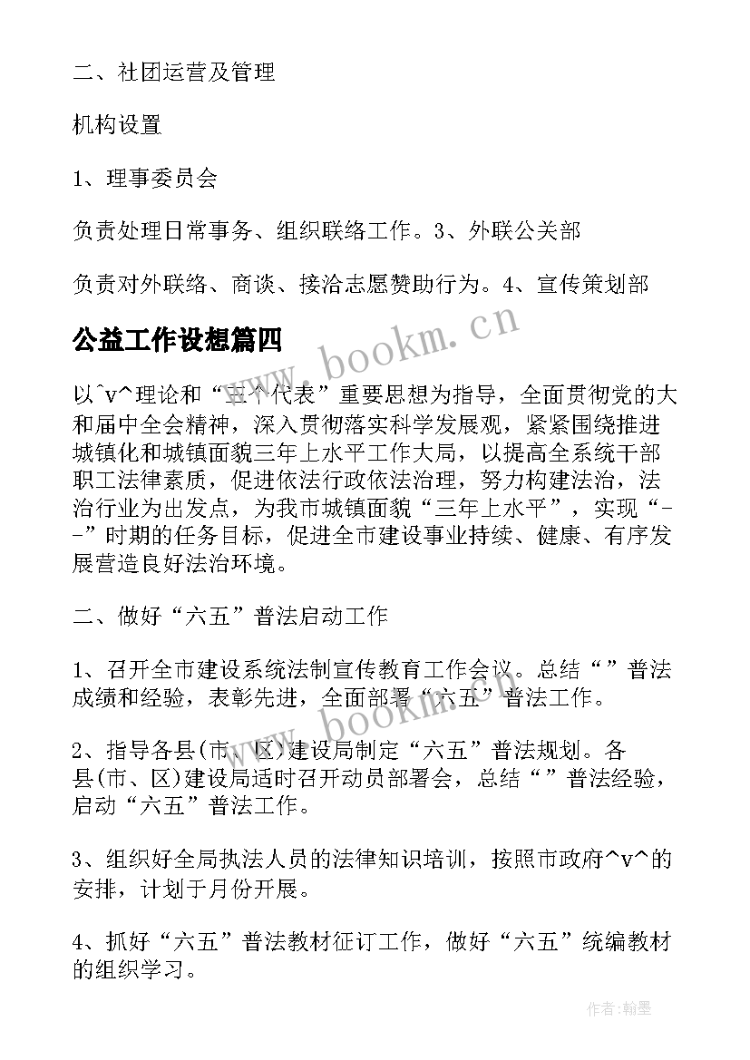 公益工作设想 社区公益广告工作计划必备(通用10篇)