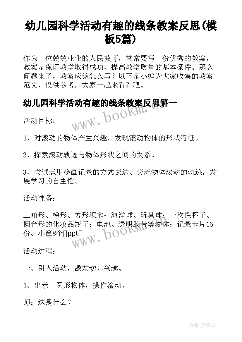 幼儿园科学活动有趣的线条教案反思(模板5篇)