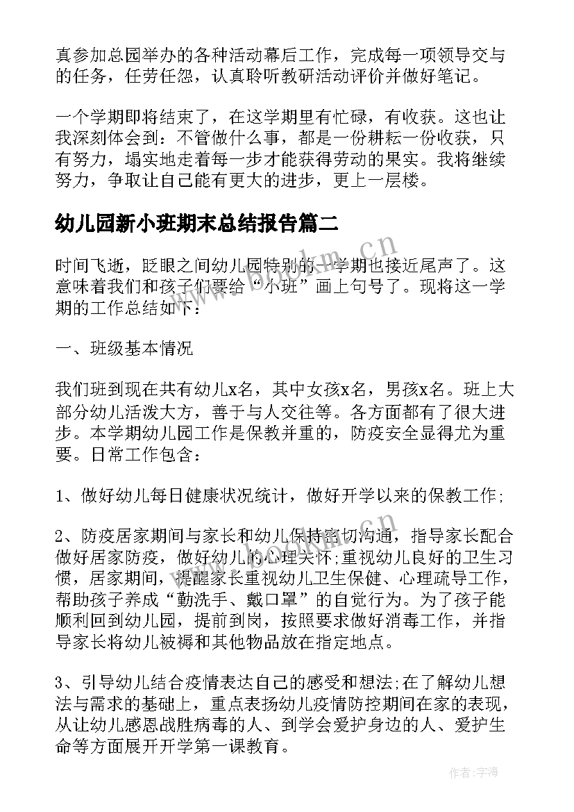 2023年幼儿园新小班期末总结报告(精选5篇)