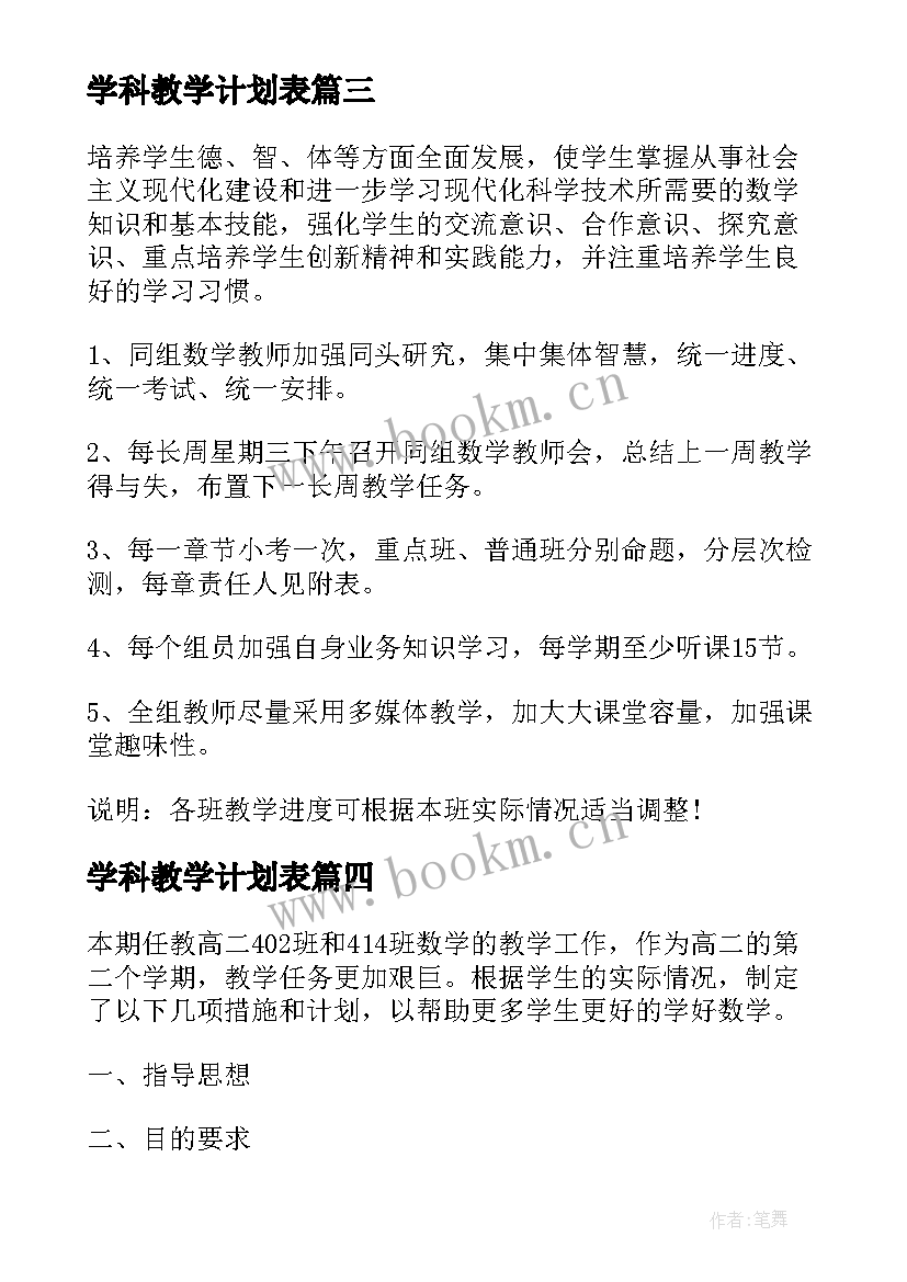 最新学科教学计划表 高中数学教学计划(优秀9篇)