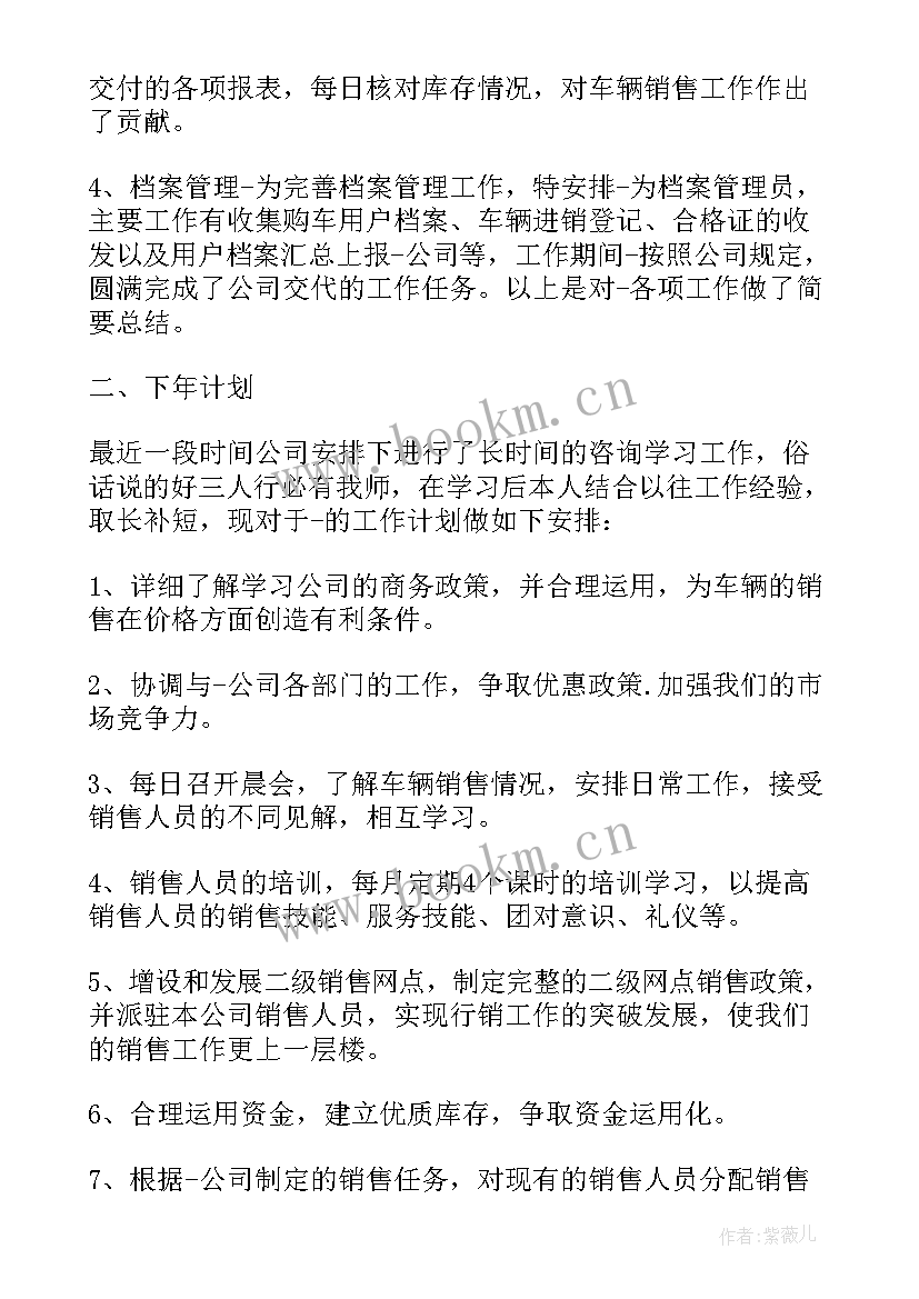 最新销售员的工作总结与计划 汽车销售员工作总结(精选5篇)