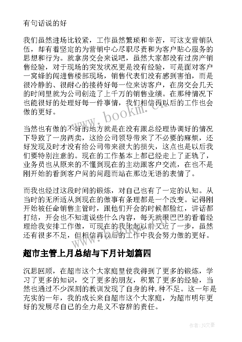 2023年超市主管上月总结与下月计划 超市主管个人年度总结报告(通用5篇)