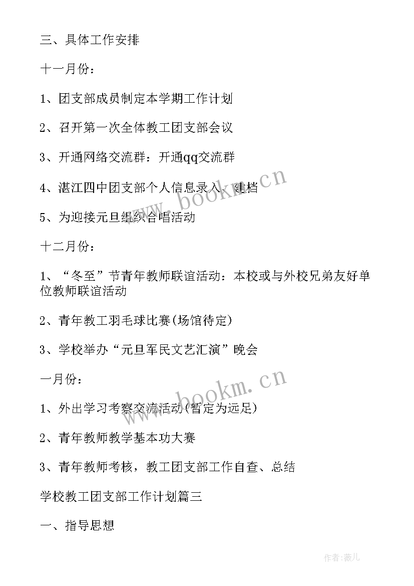 2023年学校教工团支部计划方案(模板5篇)