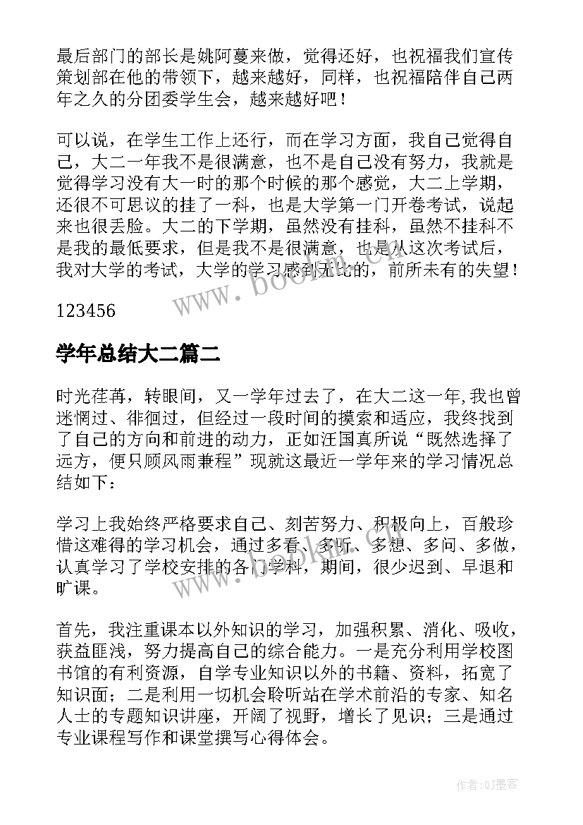 最新学年总结大二(优质7篇)