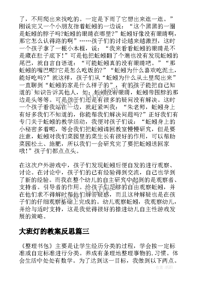 最新大班灯的教案反思(通用5篇)