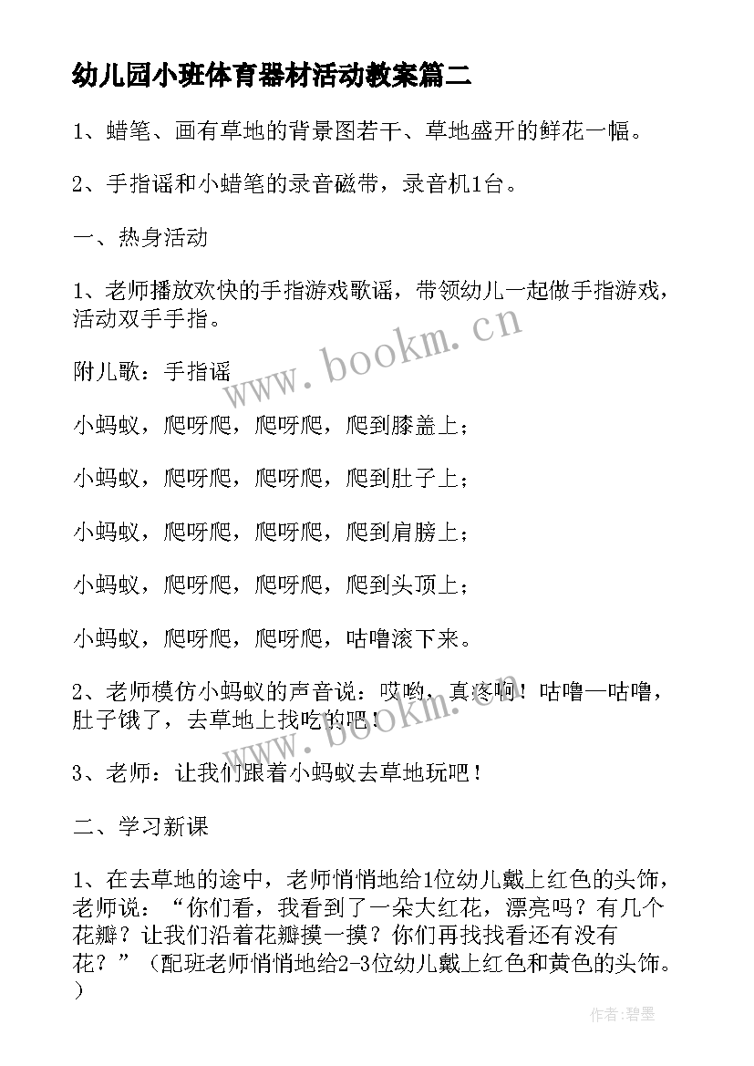 幼儿园小班体育器材活动教案(大全5篇)