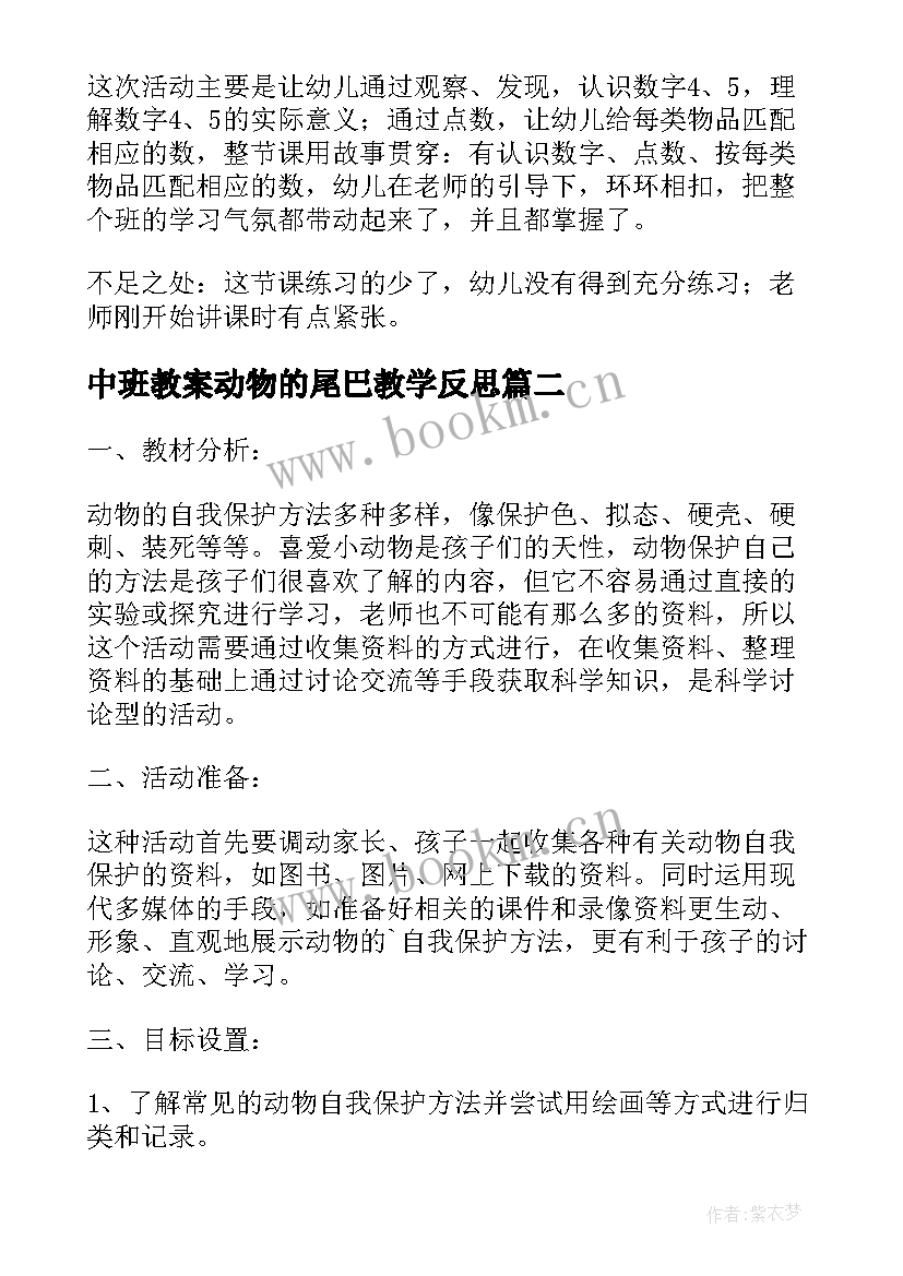 最新中班教案动物的尾巴教学反思(精选5篇)