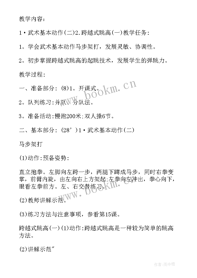 2023年武术教案电子版(通用5篇)