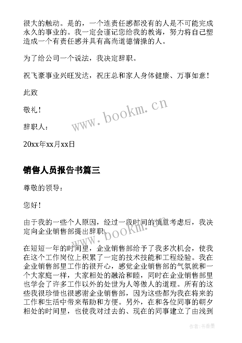 2023年销售人员报告书(大全5篇)