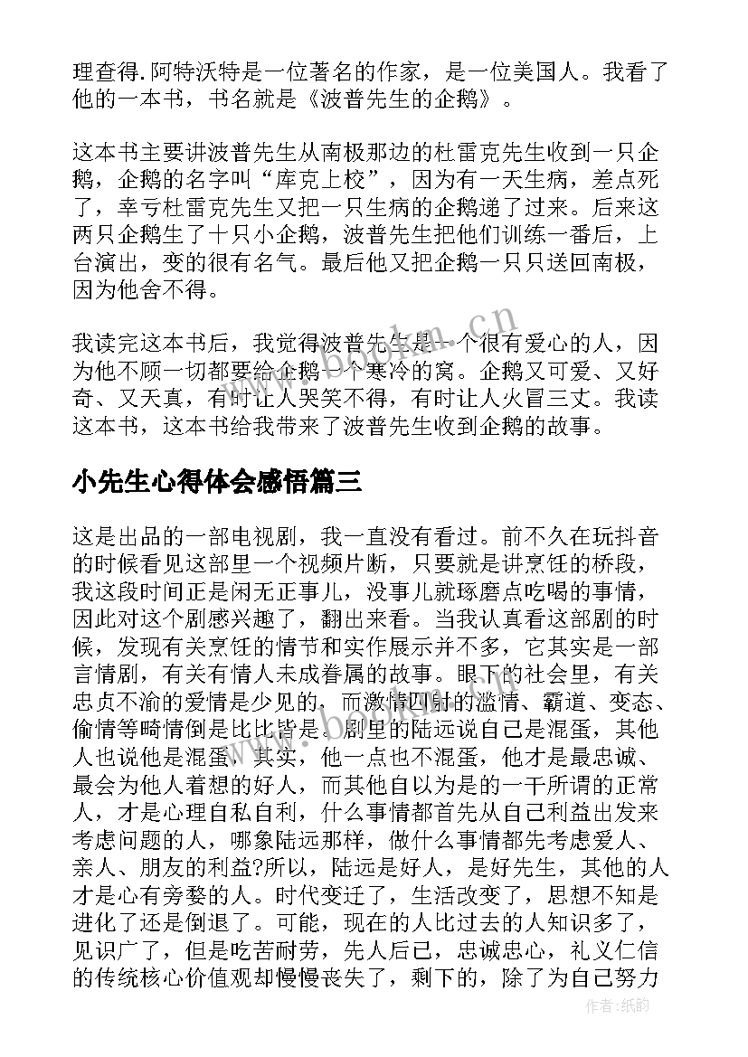 2023年小先生心得体会感悟(优秀5篇)