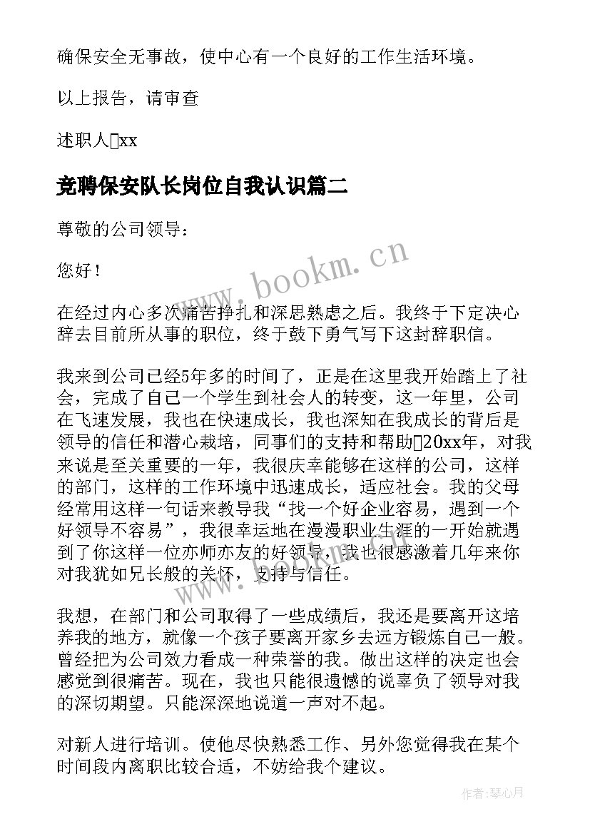 最新竞聘保安队长岗位自我认识 保安队长述职报告(精选8篇)