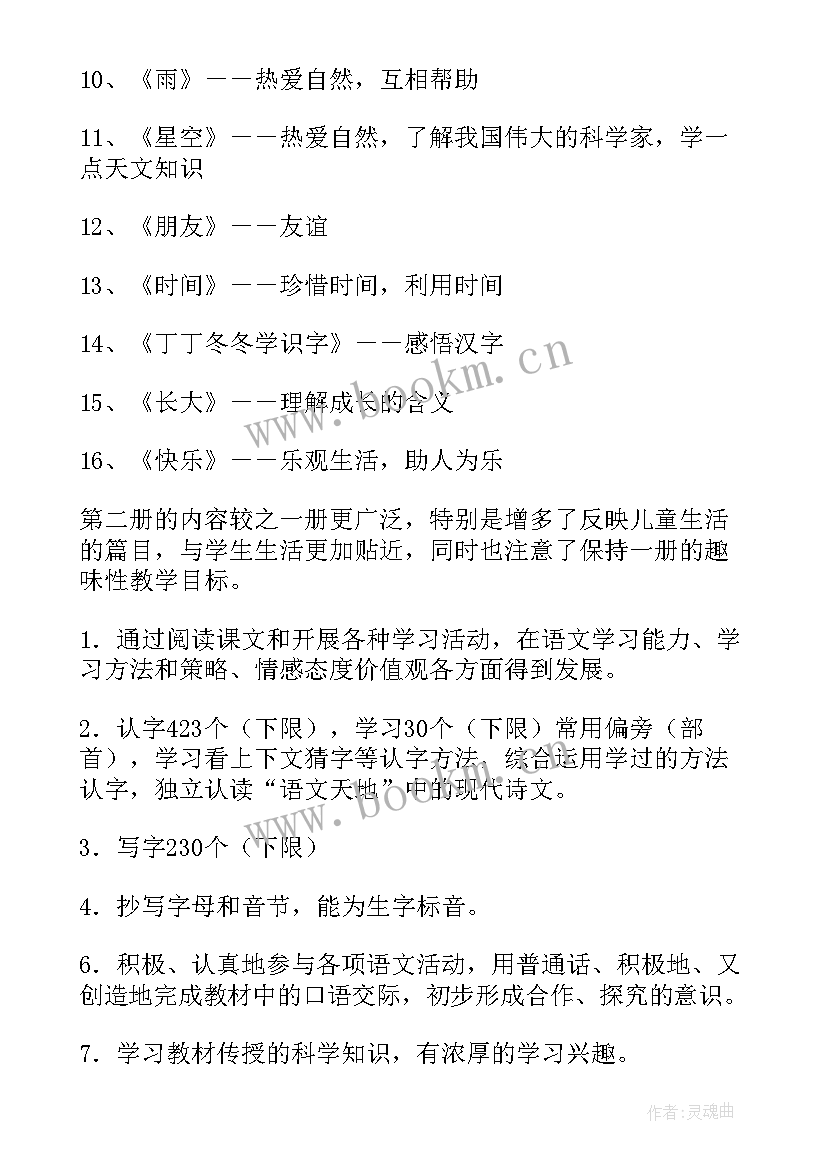 2023年语文一年级下教学计划 一年级语文教学计划(模板9篇)