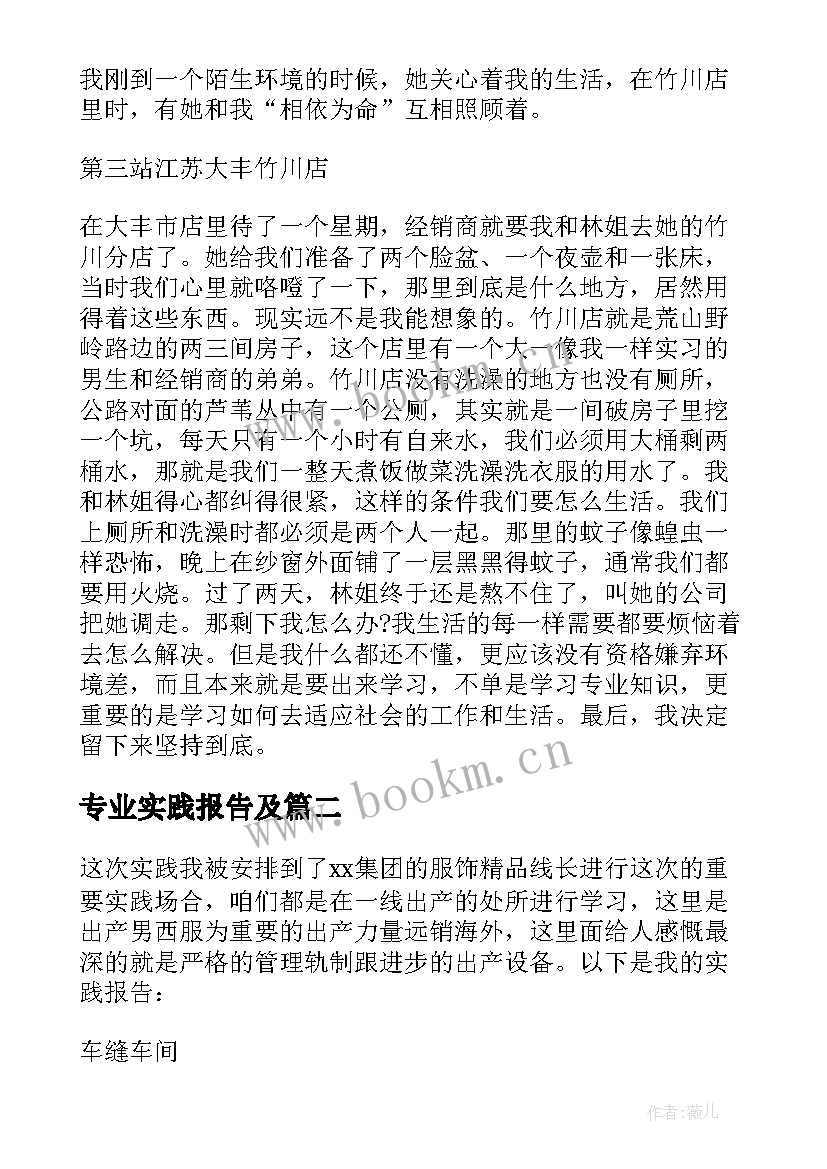 2023年专业实践报告及 环境专业实践报告(优秀7篇)