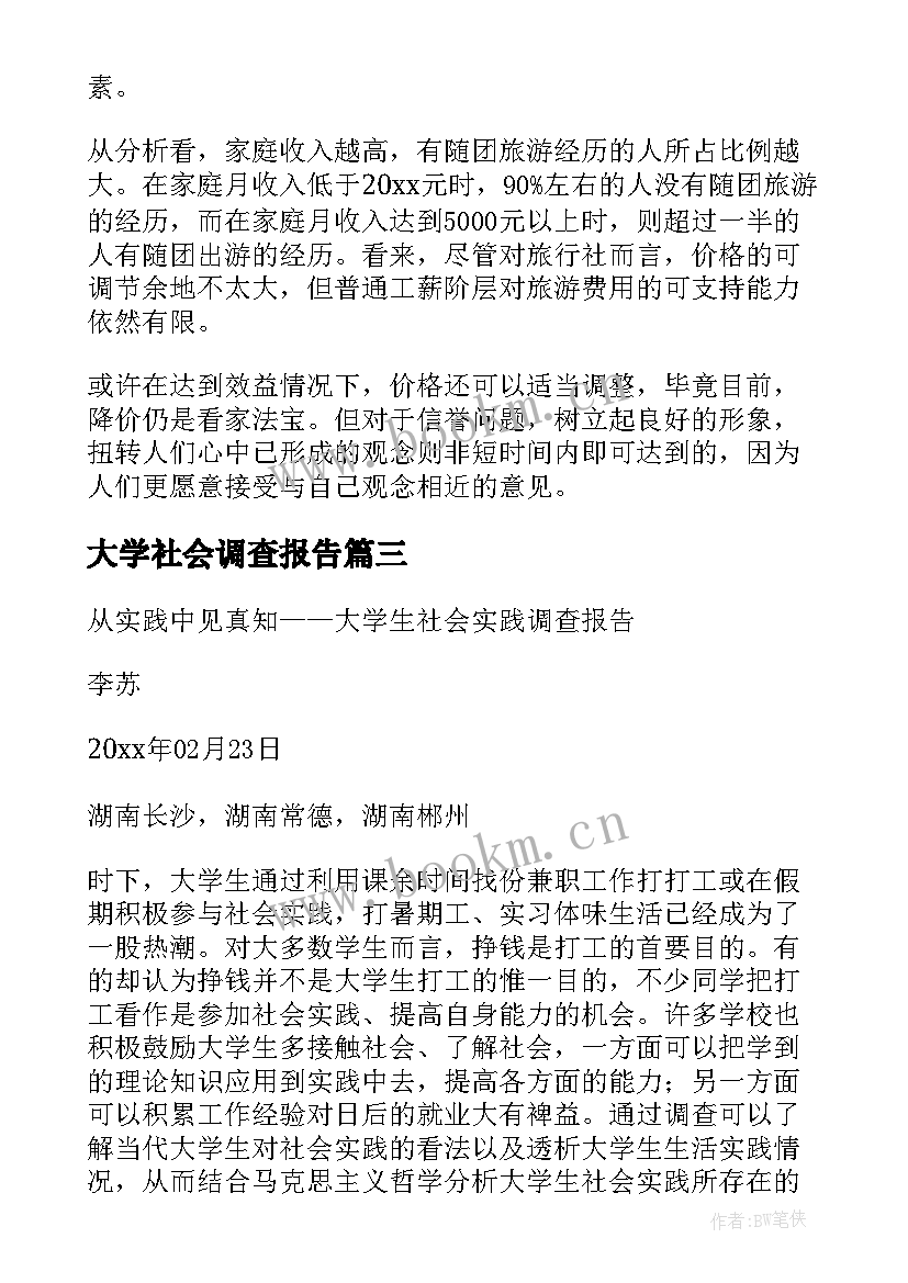 大学社会调查报告 大学生社会调查报告(模板6篇)