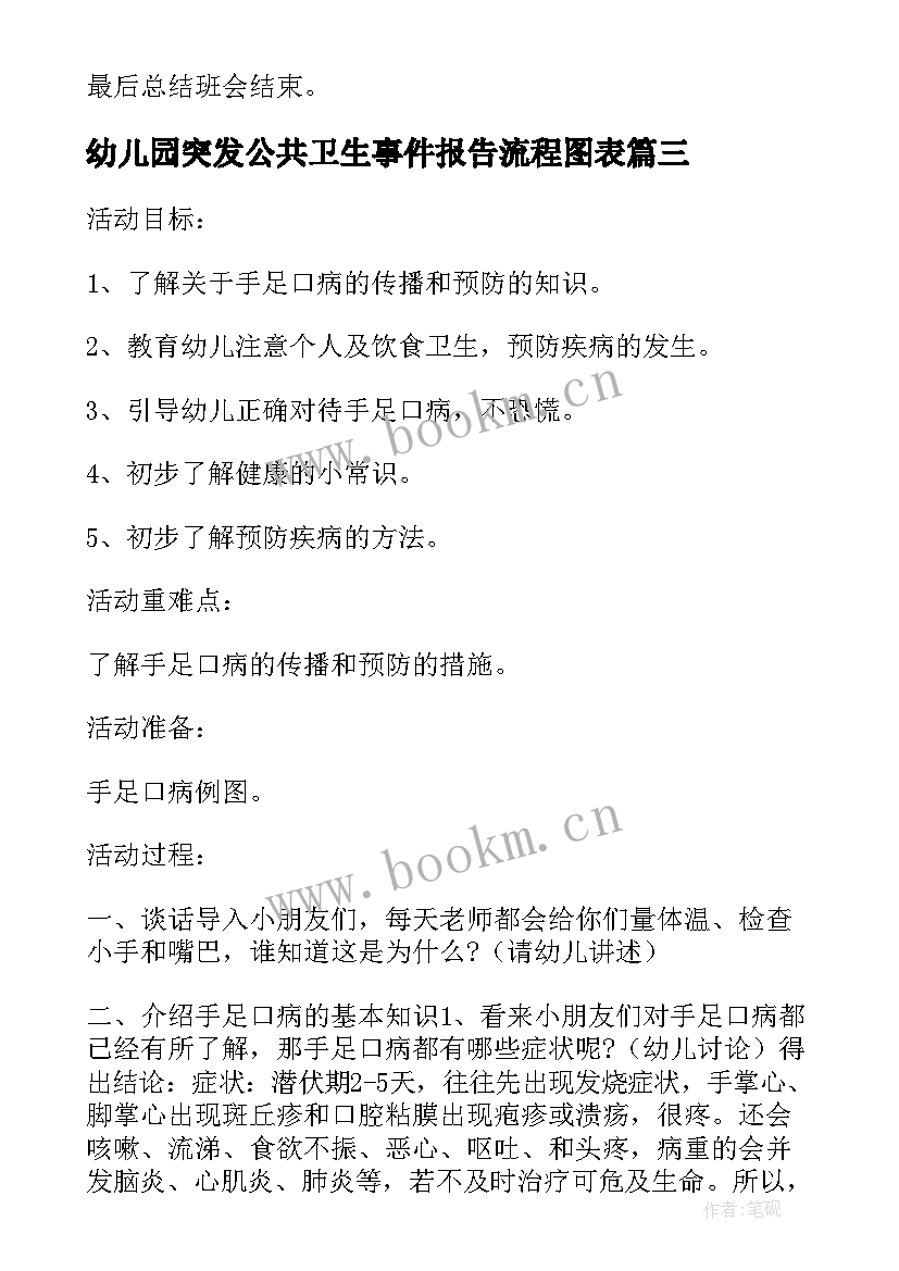 幼儿园突发公共卫生事件报告流程图表(汇总5篇)