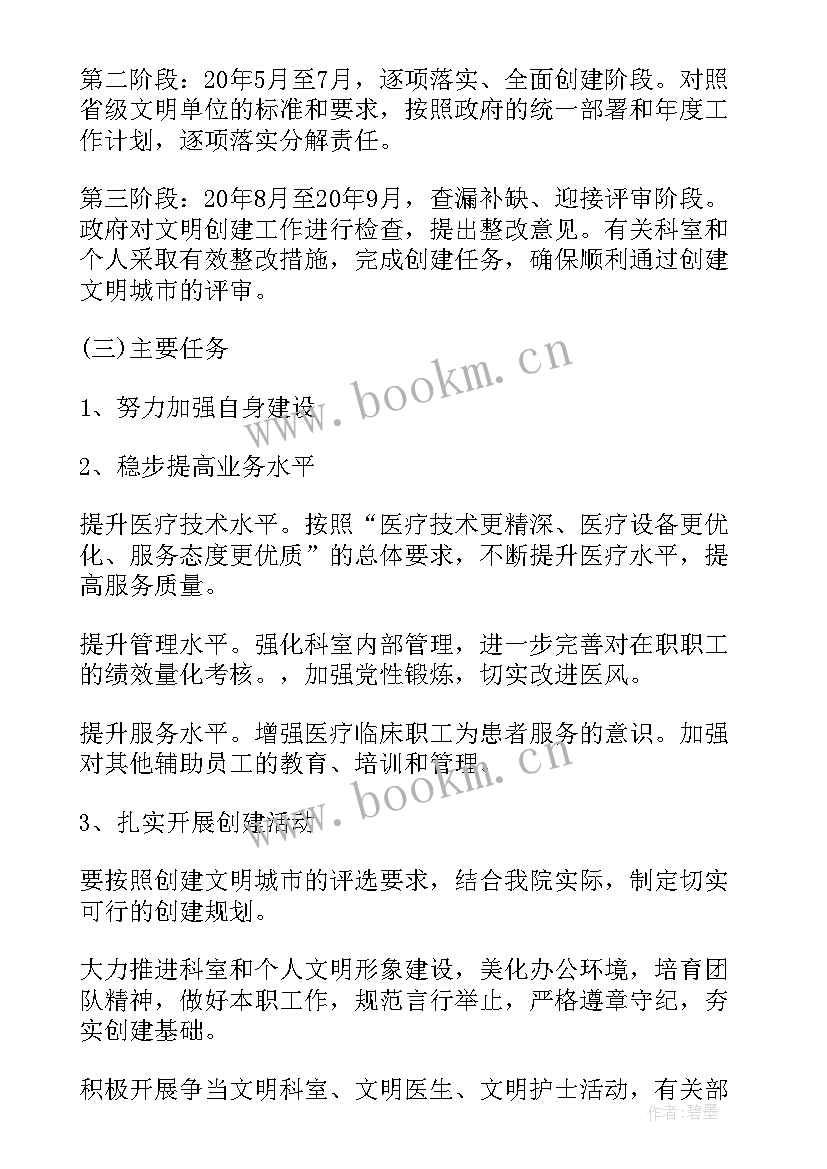 最新医院文明单位创建计划(模板5篇)