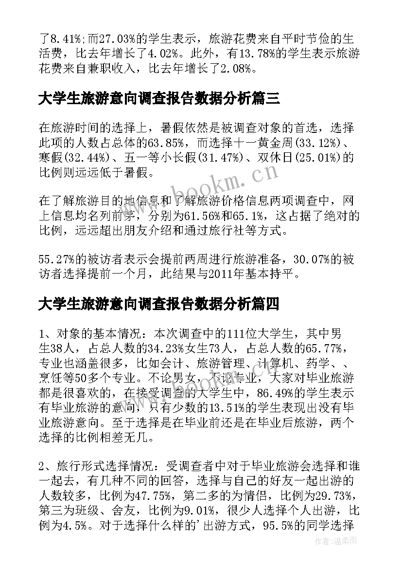 大学生旅游意向调查报告数据分析 大学生旅游调查报告(实用8篇)