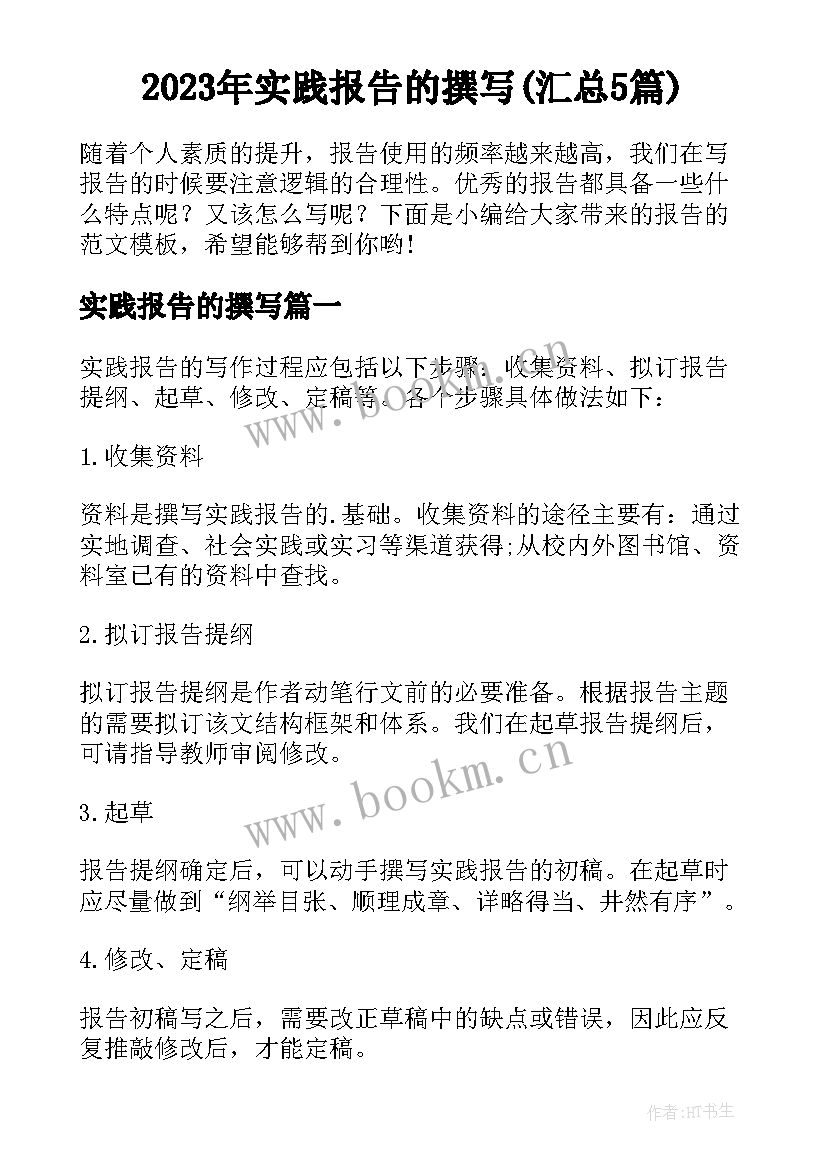 2023年实践报告的撰写(汇总5篇)