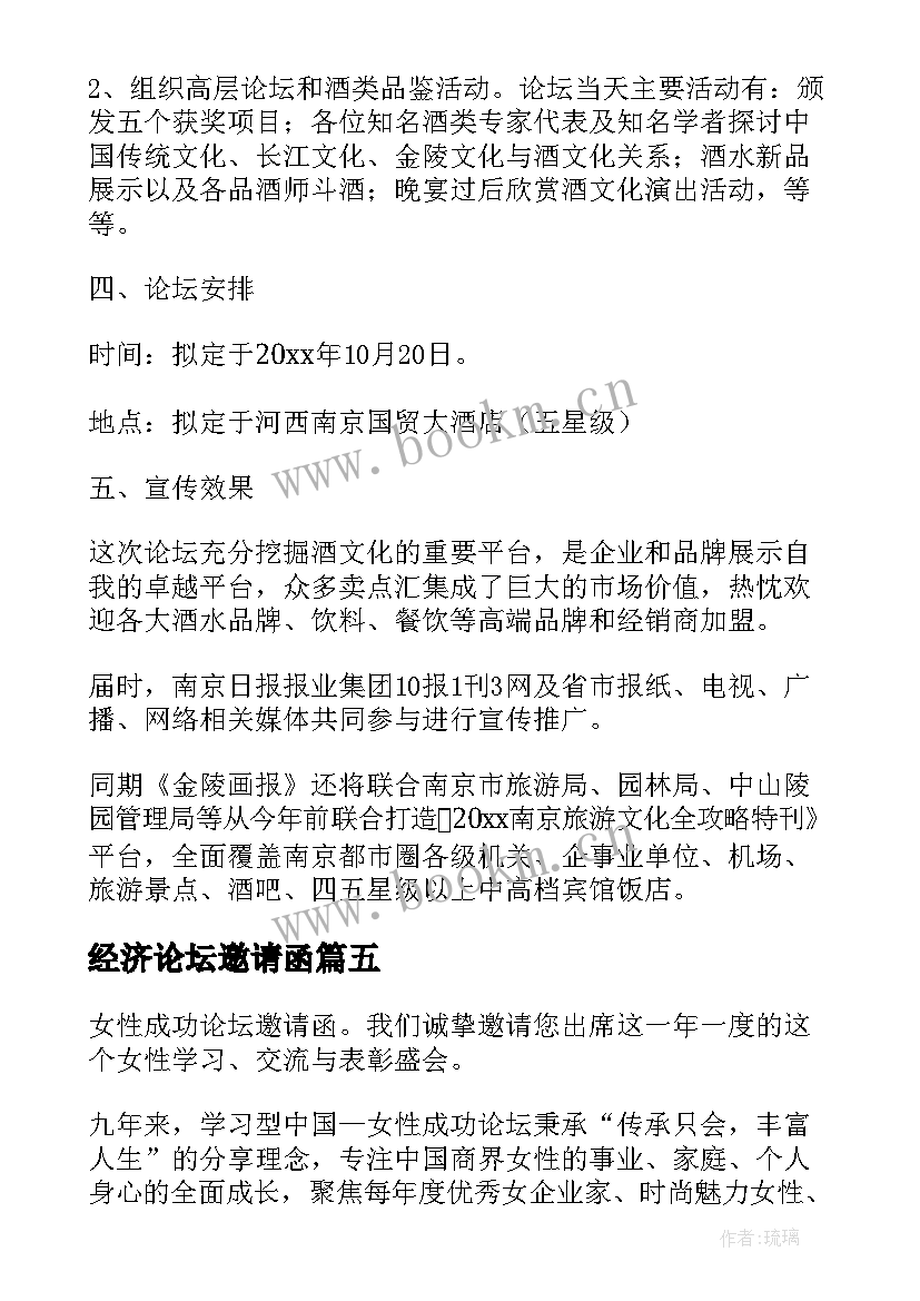 最新经济论坛邀请函(通用5篇)