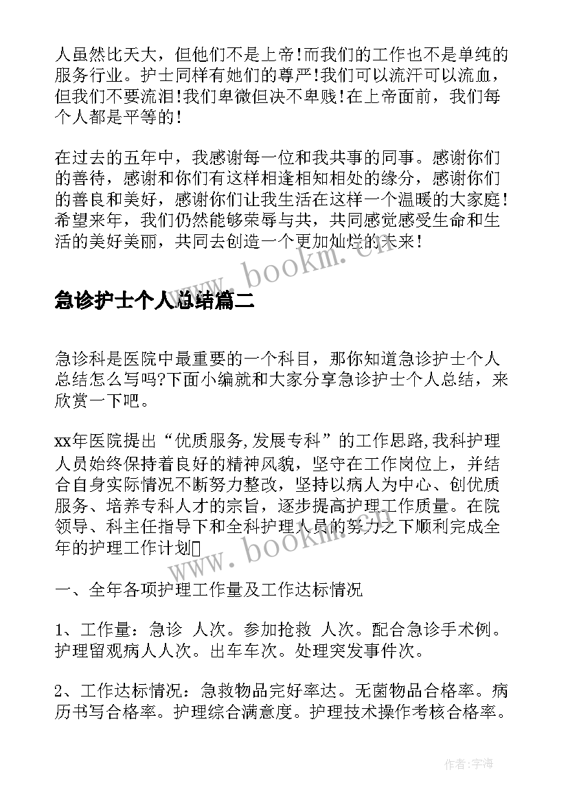 急诊护士个人总结 急诊科老护士个人总结(汇总10篇)