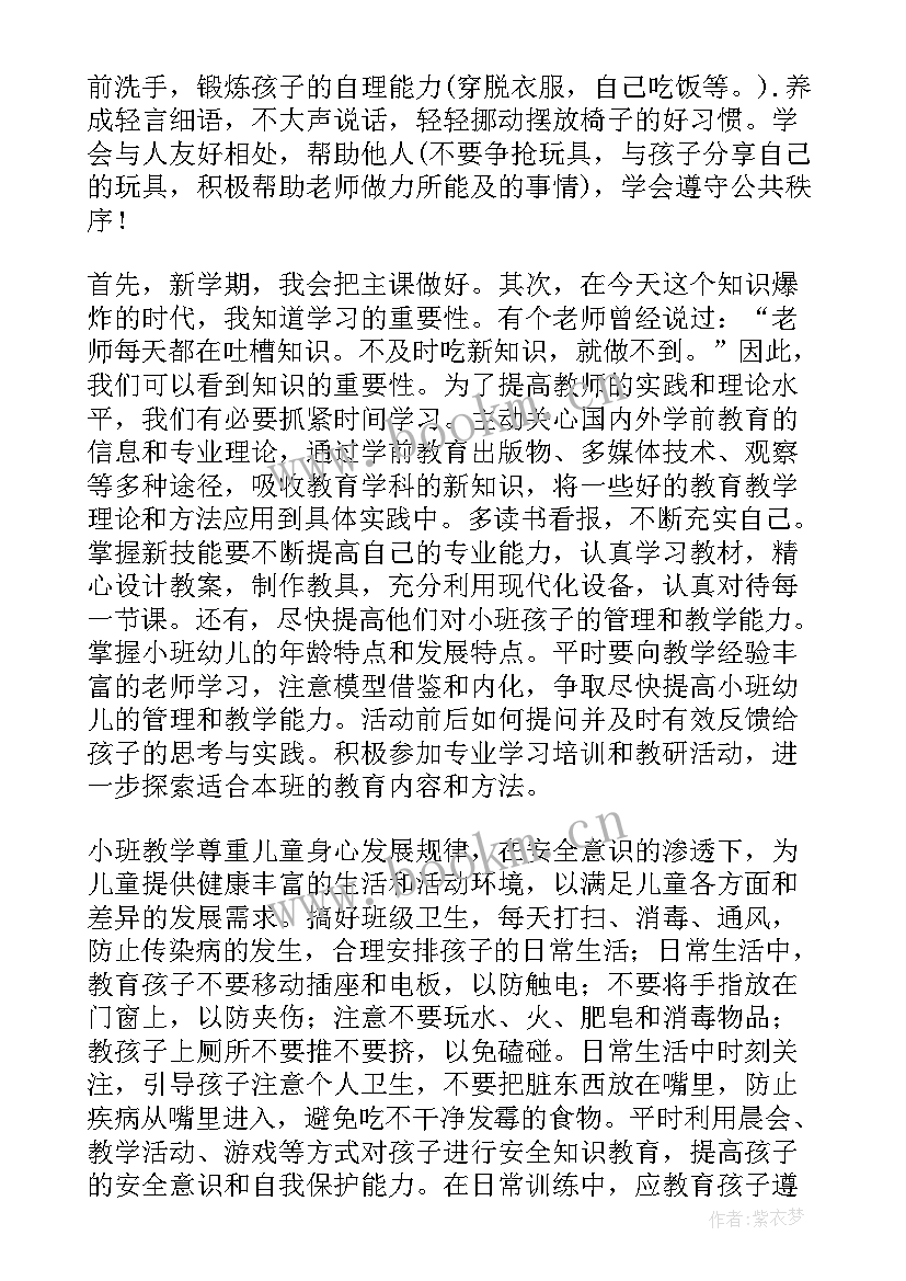 最新幼儿园小班老师个人计划表 个人计划幼儿园老师(模板10篇)