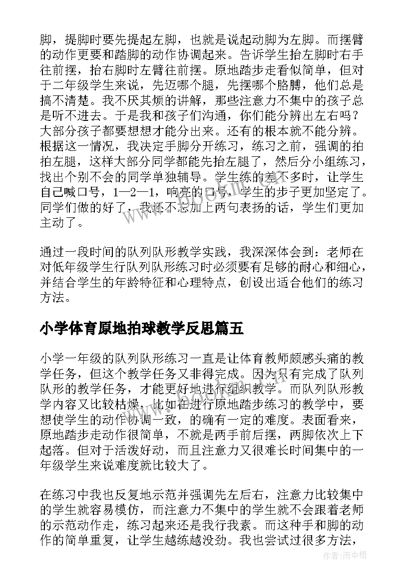 小学体育原地拍球教学反思(模板5篇)