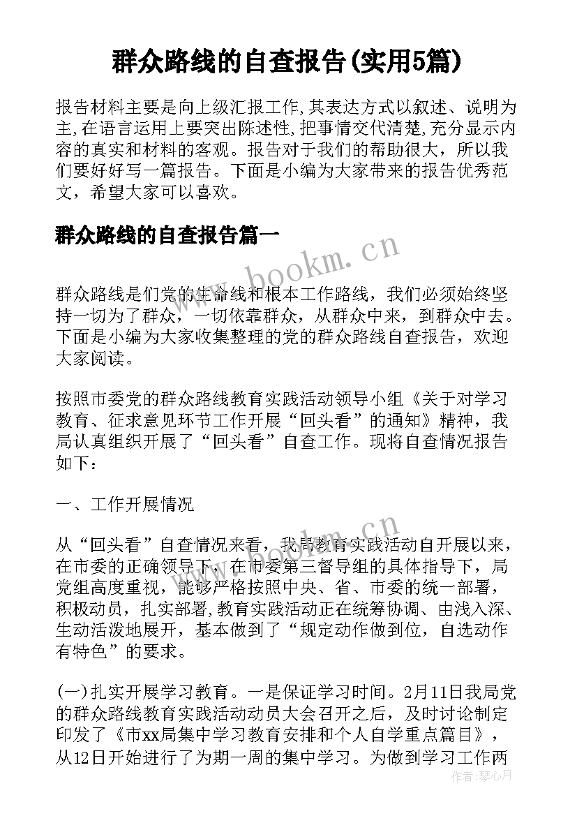 群众路线的自查报告(实用5篇)