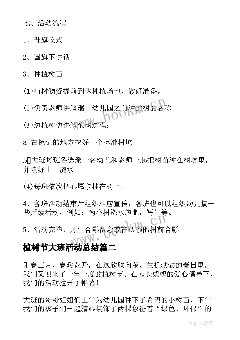 2023年植树节大班活动总结 大班植树节活动方案(汇总10篇)