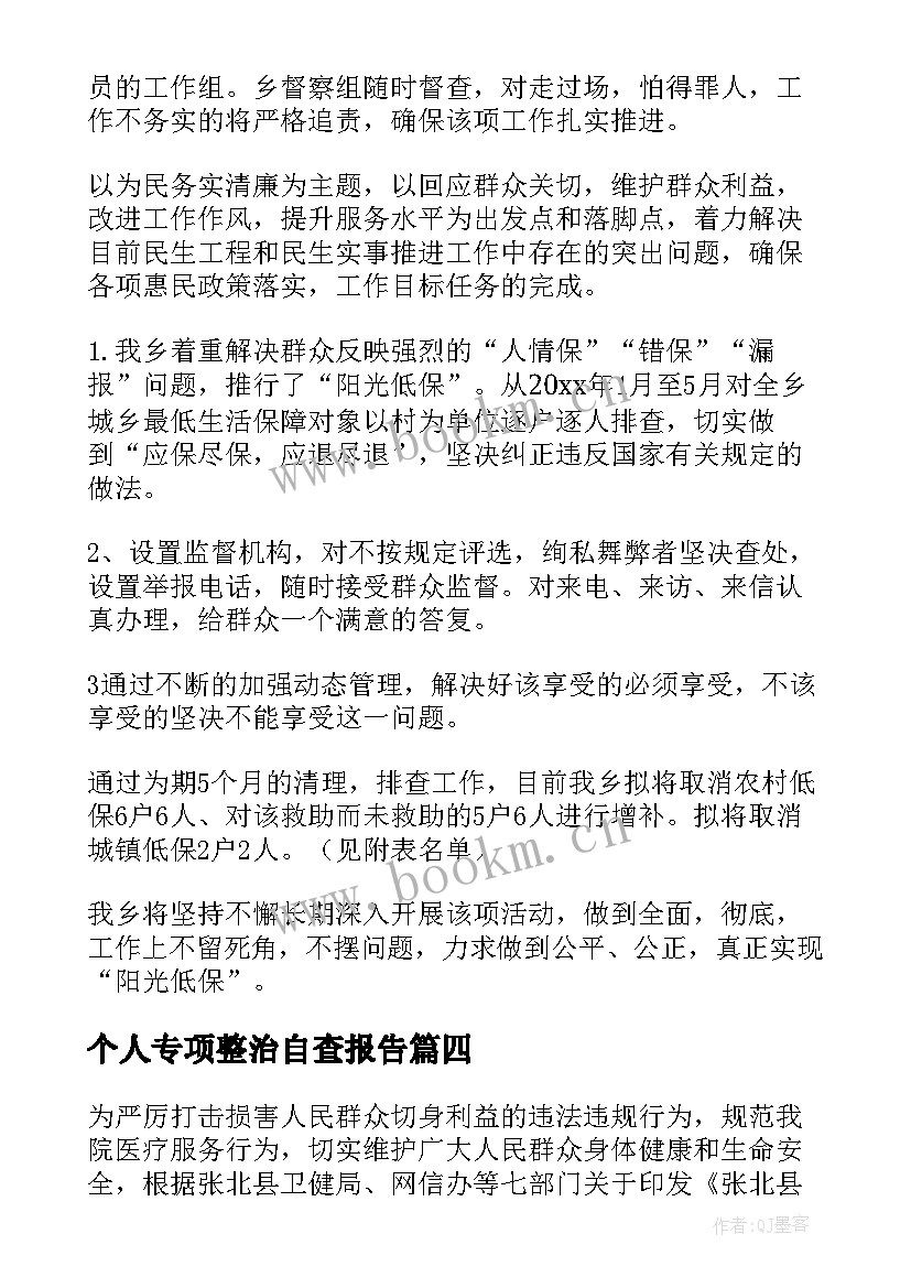 2023年个人专项整治自查报告(优质5篇)