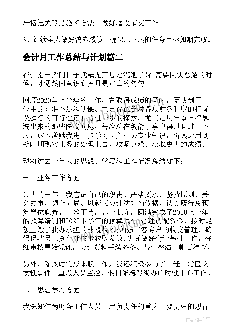 会计月工作总结与计划 会计个人工作总结和计划(模板5篇)