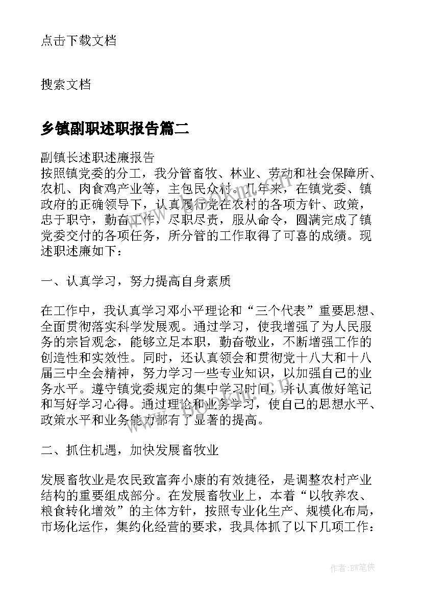 2023年乡镇副职述职报告(通用5篇)