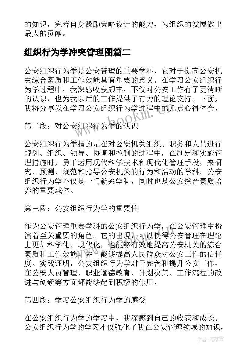 2023年组织行为学冲突管理图 组织行为学激励心得体会(大全7篇)