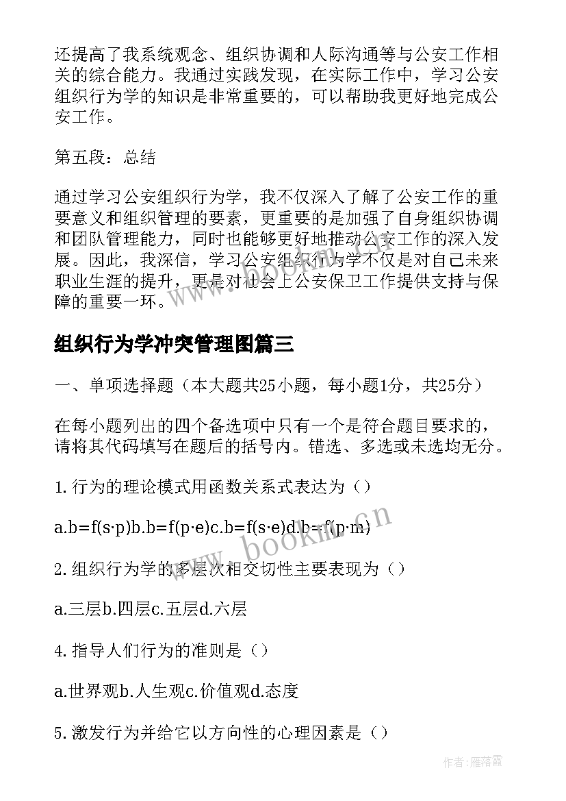 2023年组织行为学冲突管理图 组织行为学激励心得体会(大全7篇)