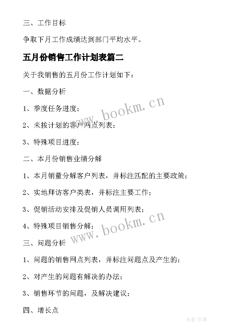 2023年五月份销售工作计划表 销售五月份工作计划(优质5篇)