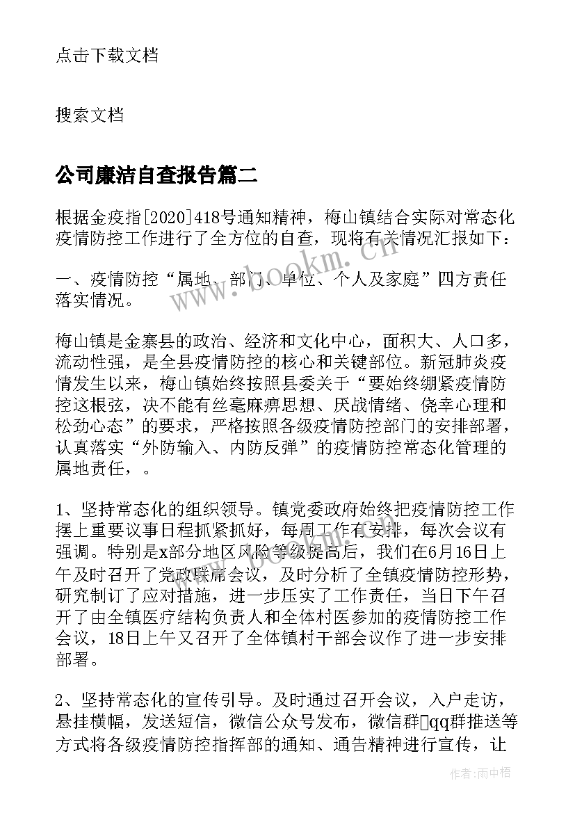 最新公司廉洁自查报告(精选5篇)