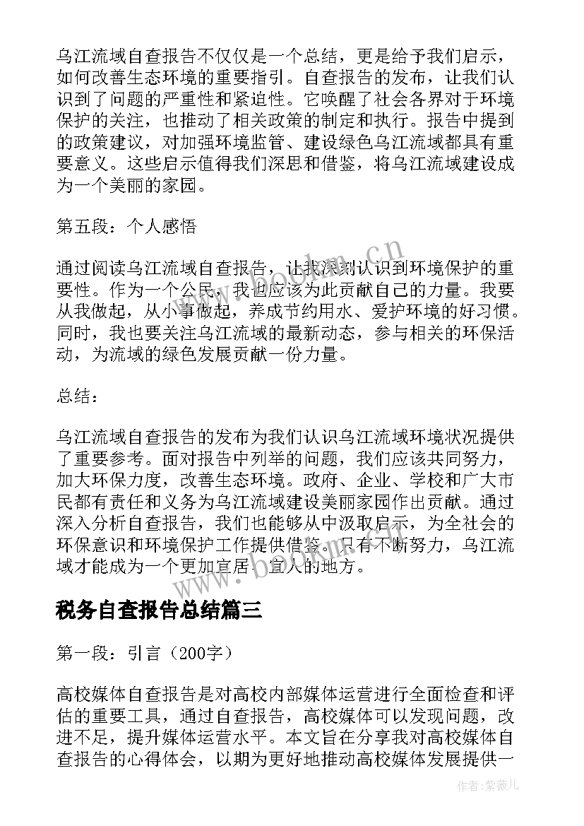 2023年税务自查报告总结(实用8篇)