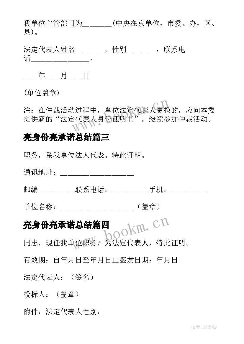 最新亮身份亮承诺总结 亮身份心得体会(大全7篇)