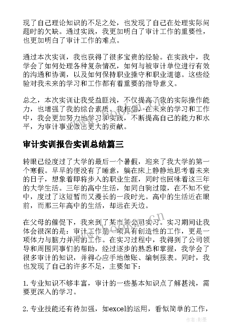 最新审计实训报告实训总结(优质5篇)