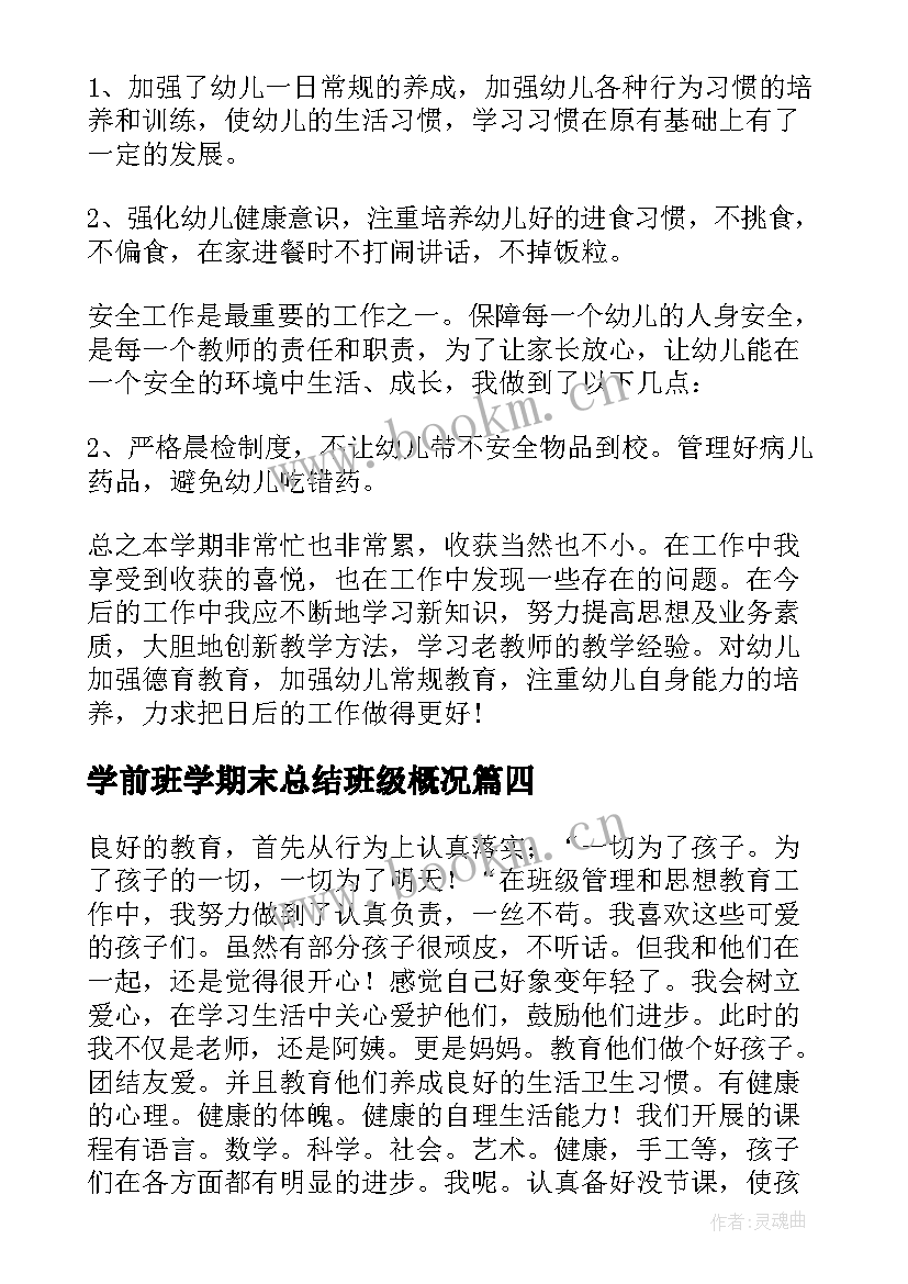 学前班学期末总结班级概况 学前班下学期期末总结(优质5篇)