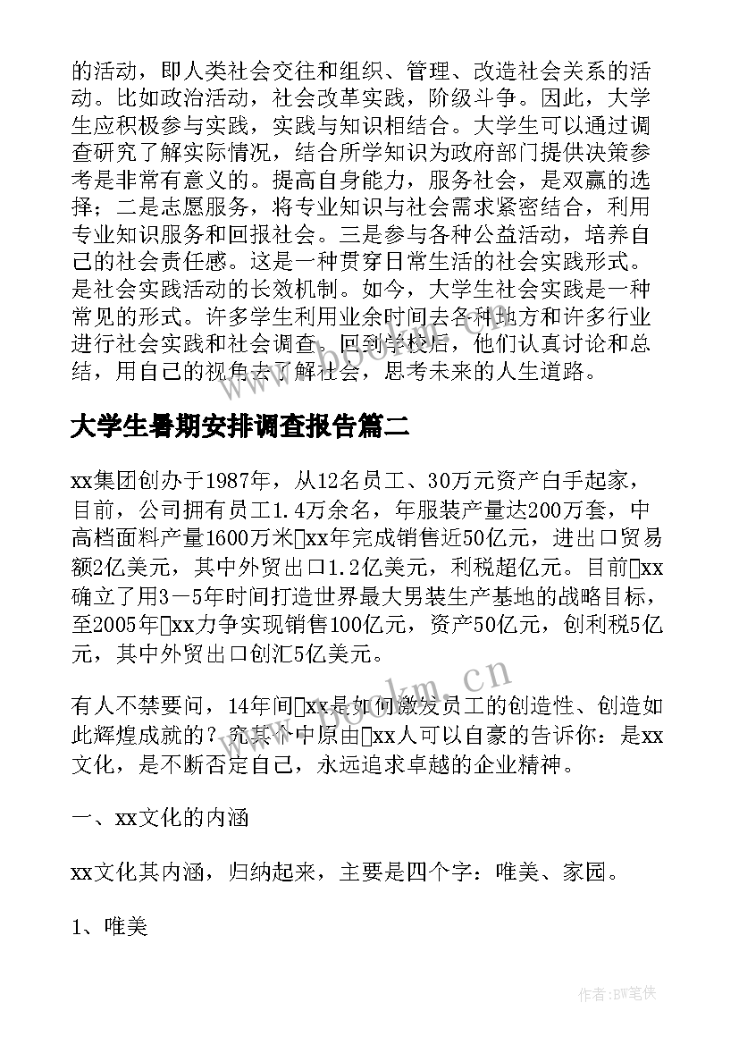 大学生暑期安排调查报告 大学生暑期社会调查报告(大全7篇)